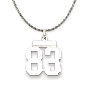 Sterling Silver Athletic Lg Polished Number 83 Necklace - 22 Inch